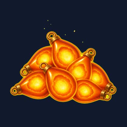 A pile of glowing amber embers with brass fittings.